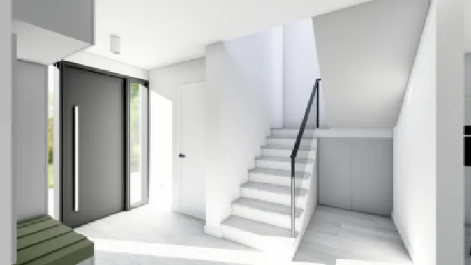 Casă nouă semifinisată cu living open space și 3 dormitoare