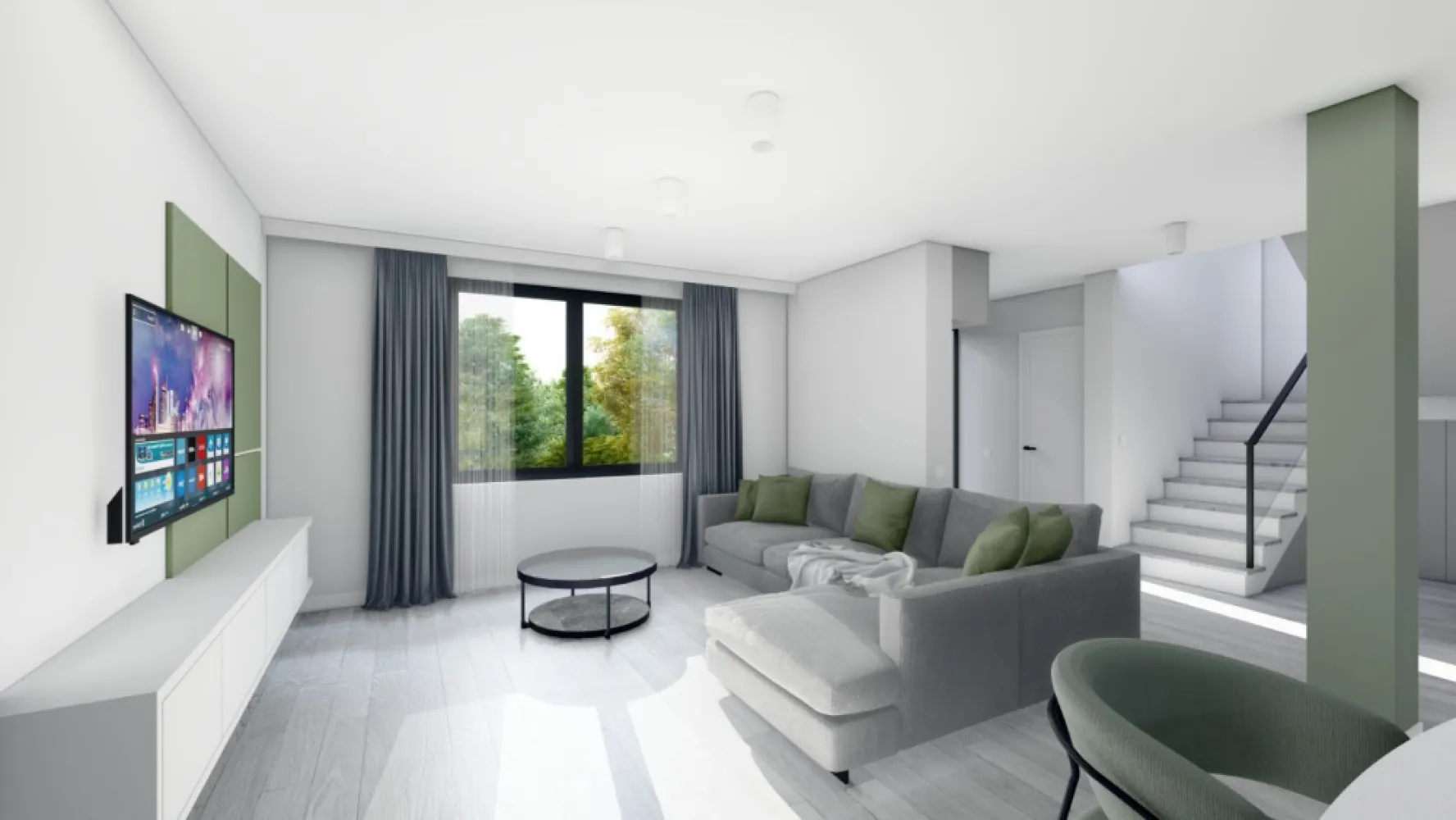 Casă nouă semifinisată cu living open space și 3 dormitoare