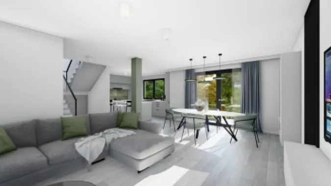 Casă nouă semifinisată cu living open space și 3 dormitoare