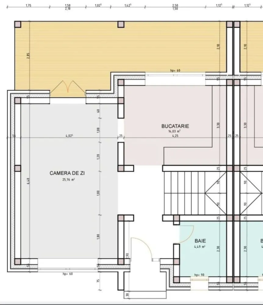 Casă nouă semifinisată cu living open space și 3 dormitoare