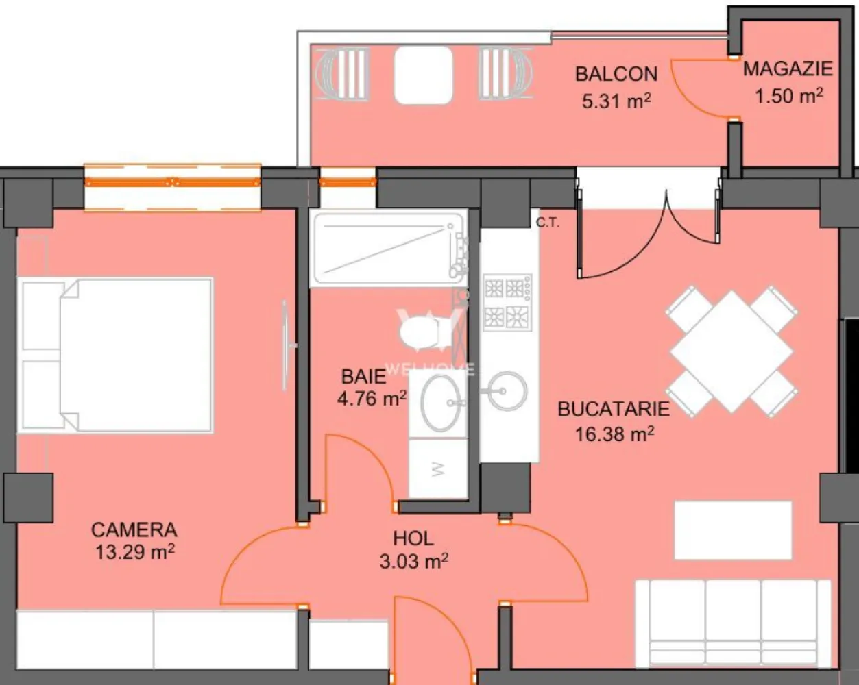 Apartament cu 2 camere si avans doar 5% - zona Doamna Stanca - Sibiu - Proiect nou in faza de constructie
Primele preturi listate
Dezvoltator cu o experienta de 15 ani pe piata
Loc de parcare suprateran (optional subteran) si spatiu depozitare pentru fiecare apartament inclus in pret
Termen receptie: 2028
Locatie: Zona Shopping City Sibiu

Apartament 2 camere cu predare La Alb (optional La Cheie).
Compartimentare: hol, dormitor, living cu bucatarie, baie cu geam, balcon, spatiu pentru depozitare

Alte puncte forte:
*Bloc modern D+P+6
*Incalzire in pardoseala
*Lift pentru 6 persoane
*Parcari pentru vizitatori
*Zona comerciala si de interes
*Spatiu amenajat pentru biciclete
*Vedere panoramica

Pret: 
*pentru etaj: parter - et.3, 88 000 Euro TVA Inclus predare la stadiu interior La Alb. 
*pentru etaj: 4 - 6, 78 000 Euro TVA Inclus predare la stadiu interior La Alb. 
Optional pentru finisaje de interior +3000euro.
