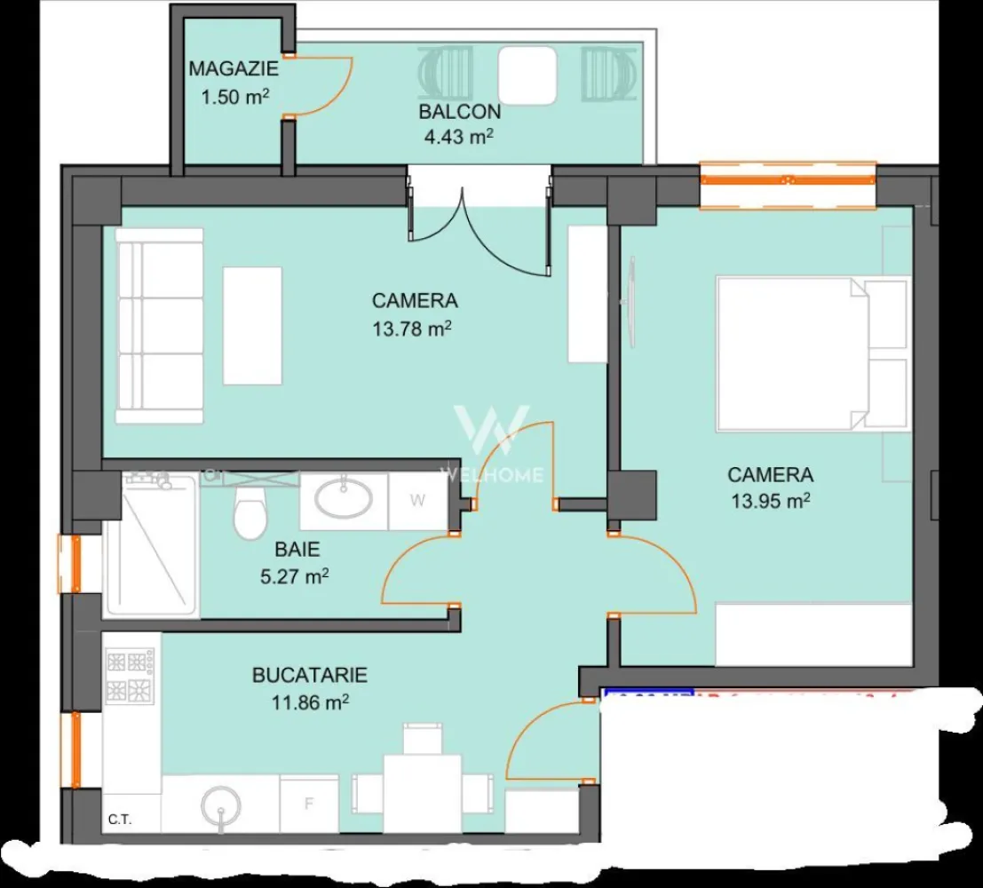 Apartament cu 2 camere si avans doar 5% - zona Doamna Stanca - Sibiu - Proiect nou in faza de constructie
Primele preturi listate
Dezvoltator cu o experienta de 15 ani pe piata
Loc de parcare suprateran (optional subteran) si spatiu depozitare pentru fiecare apartament inclus in pret
Termen receptie: 2028
Locatie: Zona Shopping City Sibiu

Apartament 2 camere cu predare La Alb (optional La Cheie).
Compartimentare: hol, dormitor, living cu bucatarie, baie cu geam, balcon, spatiu pentru depozitare

Alte puncte forte:
*Bloc modern D+P+6
*Incalzire in pardoseala
*Lift pentru 6 persoane
*Parcari pentru vizitatori
*Zona comerciala si de interes
*Spatiu amenajat pentru biciclete
*Vedere panoramica

Pret: 
*pentru etaj: parter - et.3, 103 000 Euro TVA Inclus predare la stadiu interior La Alb. 
*pentru etaj: 4 - 6, 93 000 Euro TVA Inclus predare la stadiu interior La Alb. 
Optional pentru finisaje de interior +3000euro.