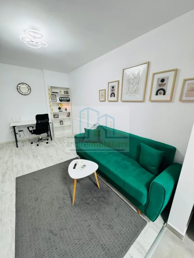Apartament 2camere open space Popesti Leordeni, strada Biruintei - Agentia ArhireImobiliare va ofera spre vanzare un apartament cu 2 camere tip studio, apartamentul este situat la etajul 6 din 6 , finalizare bloc anul 2024, lift modern. 
Apartamentul beneficiaza de balcon inchis in termopan , cetrala proprie, aer conditionat ,plita pe gaz, cuptor electric,masina de spalat, frigider cuptor cu microunde, tv smart. Toate sunt achizitionate noi.
La parterul blocului regasim ciorbarie, Studio pilates, cafenea tip to go , frizerie , parc privat.
In imediata apropriere gasim magazine mixte ,mega image, carrefour express, penny ,parc public, restaurante, Sali de fitness, piscina.
La o distanta de maxim 5-6 minute se regaseste campusul format din cresa, gradinita si scoala toate fiind de stat.
Distanta pana la metrou este de aproximativ 12-15 minute de mers pe jos. Vizavi de campus se regaseste statia de autobuz ce face legatura cu metrou Berceni. 

Apartamentul se vinde complet mobilat si utilat

Mutare imediata.

Pretul de vanzare este de 82500 Euro Usor Negociabil .

Va asteptam la vizionare