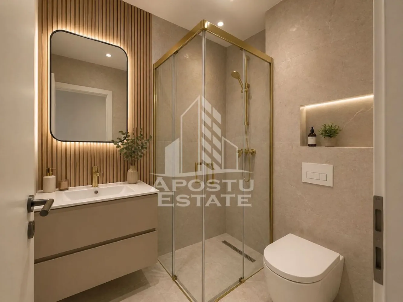 DE VANZARE Apartament 3 camere cu pozitie excelenta si gradina - APOSTU ESTATE va propune spre vanzare un apartament cu 3 camere , situat in unul dintre cele mai moderne ansambluri din zona de nord a orasului Timisoara, cu accesibilitate excelenta.

Suprafata utila: 66.07 mp + 2.98 mp balcon + 49.16 mp gradina
Compartimentare eficienta – zona de zi spatioasa, bucatarie generoasa, doua bai complet utilate, una cu cada si una cu dus, ambele cu geam si balcon de 2.98 mp 
Finisaje premium, materiale de inalta calitate si design contemporan
Ferestre mari tip „floor-to-ceiling” pentru luminozitate maxima si confort vizual
Praguri si borduri inexistente astfel incat sa fie usor de acesat de persoanele cu dizabilitati.

Facilitati oferite de complex:

* Parcari subterane si la sol, cu acces controlat
* 10 locuri de parcare dotate cu statii de incarcare pentru masini electrice, alimentate din surse regenerabile
* Peste 2500 mp de spatii verzi amenajate, zone de relaxare si loc de joaca pentru copii
* Acces securizat, monitorizare video si administrare profesionala a ansamblului
* Localizare excelenta – in imediata apropiere de centre comerciale, transport public, supermarketuri si universitati
*Constructie eficienta energetic, respectand normele NZEB cu sisteme integrate de incalzire si apa calda centralizata, folosind centrale pe gaz Bosh, pompe de caldura aer-apa, sustinute de panouri fotovoltaice.
* Asigurare ALL Risk care acopera toate riscurile, inclusiv restituirea integrala a avansului.

Apartamentul se preda complet finisat, cu toate utilitatile trase si pregatit pentru mobilare. Ideal pentru locuinta personala sau investitie, datorita zonei in continua dezvoltare.

Pret: 171.200 euro plus TVA , locul de parcare se poate achizitiona cu un pret cuprins intre 10.000 si 14.000 euro in functie de tipul de parcare - deschisa sau subterana.
Pentru mai multe informatii si programarea unei vizionari, nu ezitati sa ne contactati!

APOSTU ESTATE – va propune achizitia acestui apartament pentru confort, siguranta si eleganta intr-o locatie de top.