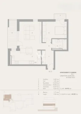 Apartament 2 camere TURNISOR, etj 1