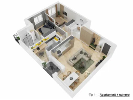Apartament 4 camere - Tip I - 81,09 mp - Doamna Stanca - COMISION 0 CUMPĂRĂTOR