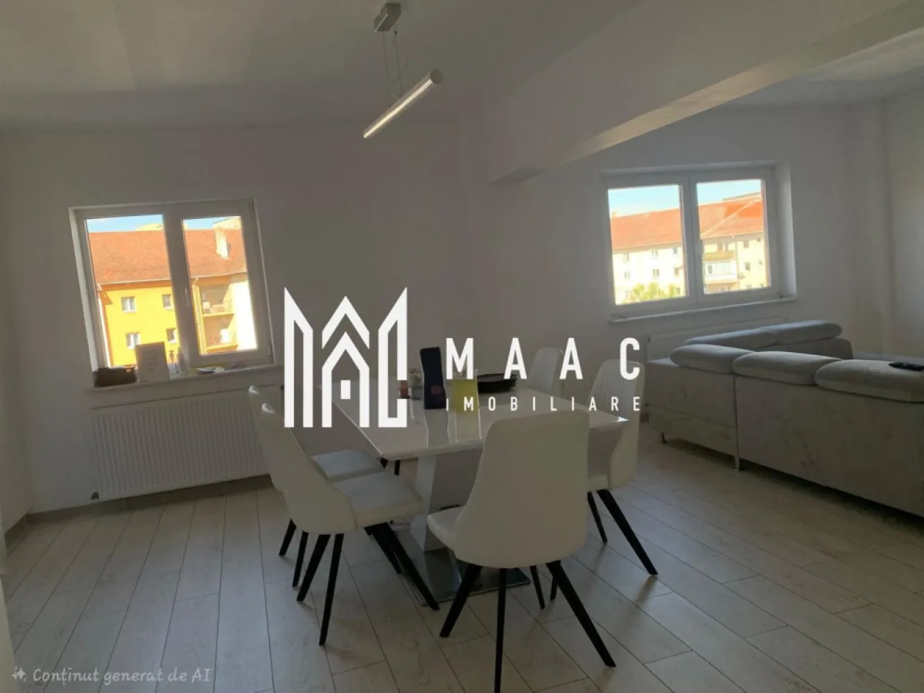 Apartament 4 camere decomandat | Central, Sibiu | 92 mp, 2 băi - Apartament de închiriat cu 4 camere în zona Centrală din Sibiu, pe Strada Constituției, cu 92 mp utili, compartimentare decomandată și 2 băi, potrivit pentru locuire imediată.

Detalii proprietate:
• Suprafață utilă: 92 mp
• Suprafață construită: 115 mp
• Compartimentare: decomandat
• Configurație: living, 2 dormitoare, 1 cameră amenajată ca dressing, bucătărie, 2 băi
• Etaj 4 din 4
• An construcție: 1977
• Stare interioară: finisat modern
• Imobil finalizat, reabilitat termic
• Complet mobilat și utilat
• Bucătărie complet mobilată și utilată
• Aer condiționat în living și în dormitor
• Tâmplărie cu geam tripan pentru confort termic și eficiență energetică

Proprietatea este situată în zona Centrală, pe Strada Constituției, într-un imobil cu acces facil către punctele de interes ale orașului. Apartamentul oferă spații bine organizate și funcționale, iar perioada minimă contractuală este de 12 luni. Nu se acceptă animale de companie.

Cod anunț CP3188275. Contactați echipa MAAC Imobiliare pentru informații suplimentare și pentru programarea unei vizionări.