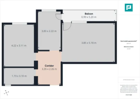 Apartament 2 camere 55,5 mp la gri – Giroc
