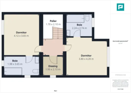 Duplex semi-finisat cu 3 camere, 3 băi în Pișchia