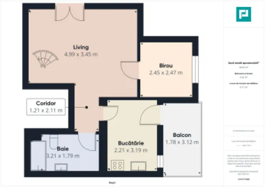 Apartament cu 2 camere pe 2 niveluri în Dumbrăvița