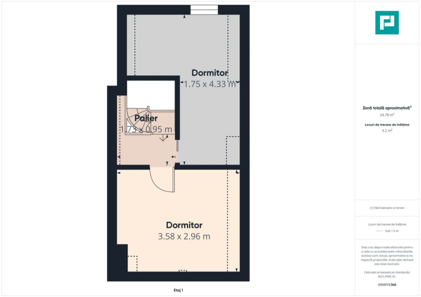 Apartament cu 2 camere pe 2 niveluri în Dumbrăvița