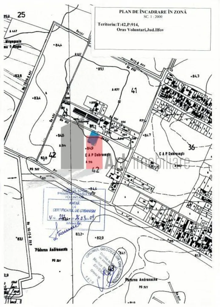 Teren Intravilan Matei Milo - Teren Intravilan construibil de vanzare in Voluntari - Pipera, la numai 198 e/mp reper Padurea Andronache, avand o suprafata de 2297 mp si deschiderea de 40 ml la 1 strada. Caracteristici teren POT 50% % , CUT 2.2 , Regim de inaltime p+4e +m, amprenta maxima   1146 mp.Terenul este taluzat indreptat adus la cota si gata de construit Pretul este negociabil .