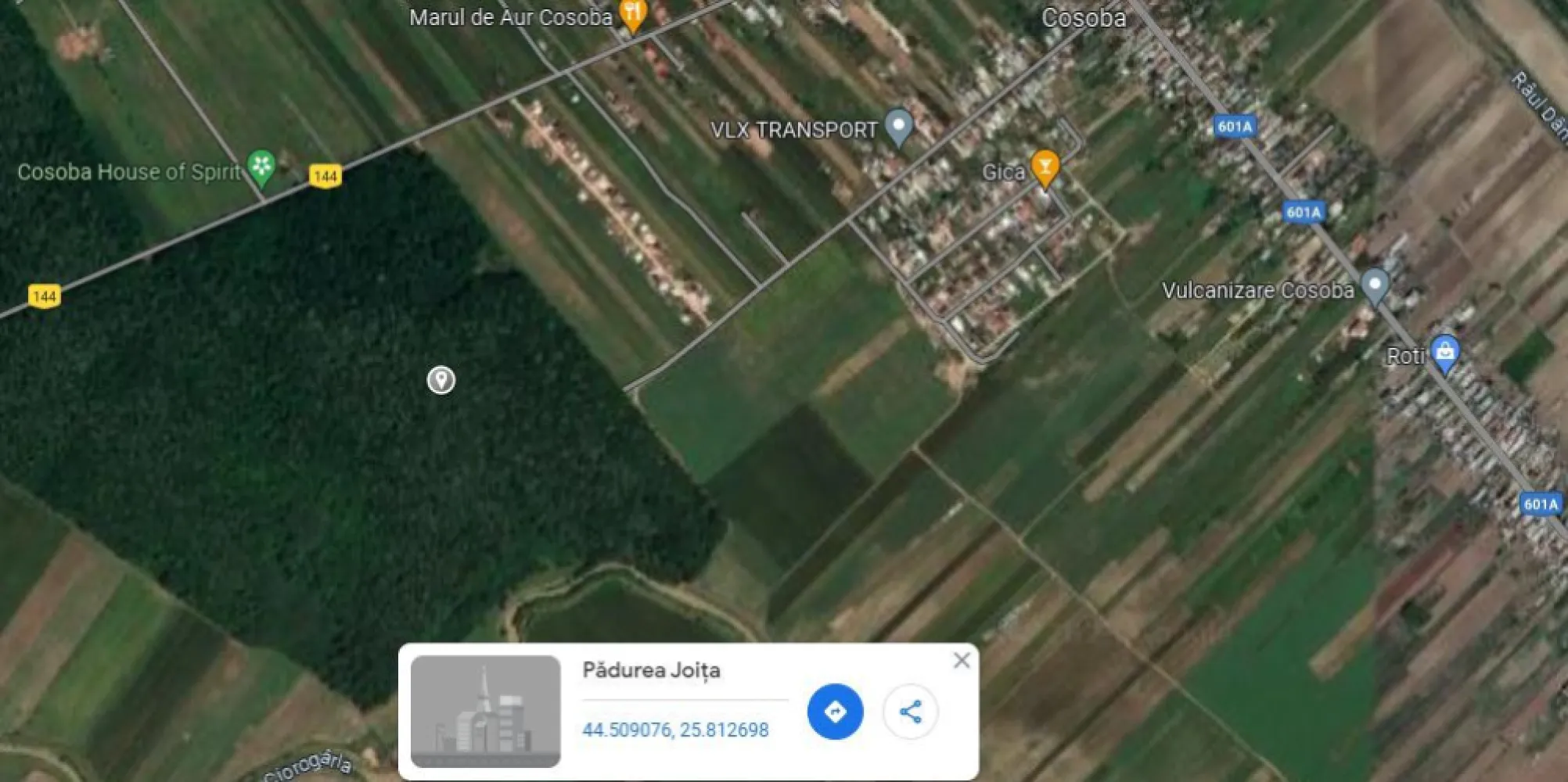 Teren Intravilan Padure Joita - Teren Intravilan construibil de vanzare langa padure, Com Cosoba, Jud Giurgiu aflat la 15 min de mers cu masina pana la intrarea in Bucuresti, 2 Km pana la A1 si 3 km pana la A0 ce se construieste acum, reper Padurea Joita, avand o suprafata de 6100 mp si deschiderea de 21 ml la 1 strada si deschidere 20 ml la raul Ciorogarla  Pretul este negociabil.