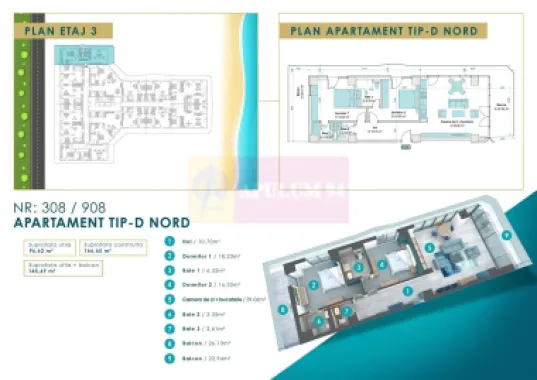 Apartament de lux 3 camere 2024, in Mamaia Nord-vedere la Marea Neagra
