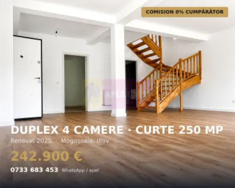 Duplex 4 camere , curte 250 mp, renovat 2025 — Mogoșoaia