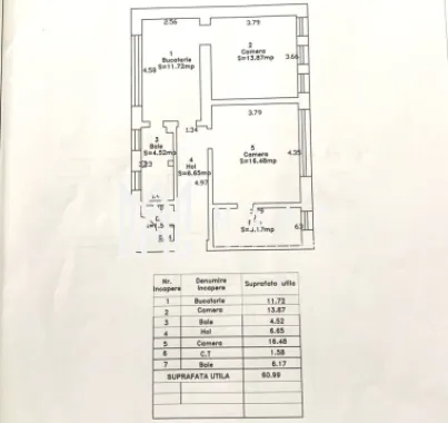 Apartament 2 camere decomandat | Sibiu Ultracentral | 61 mp, 2 băi
