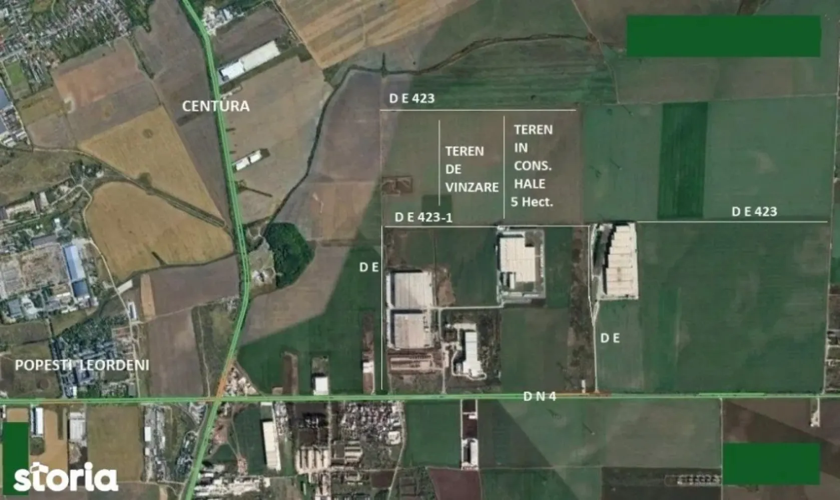 BRASADAS vinde teren 4.5h Popesti Leordeni A0 - DN4 - JUMBO. - Agentia BRASADAS vinde teren industrial in zona industriala Popesti-Leordeni la intersecția centurii A0 cu DN4 langa Depozitul Jumbo si Mega Image.

Terenul este in lot compact de 45.000mp si dezmembrat in 5 loturi a cate 9.000mp, fiecare cu deschidere de 15ml(600ml adancime). Frontul total este de 5 ori 15ml adică 75ml. Se vând 3, 4 sau toate cele 5 loturi. 

Terenurile au cadastru și sunt intabulate separat. Se pretează pentru construcții de hale pentru depozitare. Utilități în zona.

Pentru mai multe oferte accesați www.brasadas.com.