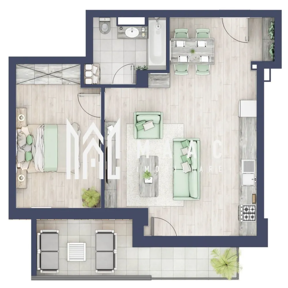 Apartament 2 camere | Etaj 1 | Balcon 9.5 mp | Turnisor - MAAC Imobiliare are plăcerea de a vă prezenta o oportunitate excepțională de a achiziționa un apartament modern, situat la etajul 1, cu o suprafață totală de 62.1 m², amplasat în noul ansamblu rezidențial GreenHill, zona Turnișor. Acest ansamblu rezidențial, cu finalizare în 2024, oferă locuințe de înaltă calitate și facilități premium, proiectate pentru a satisface cele mai exigente cerințe.

Detalii Apartament:
Suprafața Totală: 62.1 m²

Compartimentare:
Bucatarie + Living - 27,0 m²
Dormitor - 13,8 m²
Baie - 5,4 m²
Hol - 6,4 m²
Suprafata balcon - 9,5 m²

Caracteristici și Dotări:

Preț cu TVA 9% și finisaje incluse: €105.185
Apartamentul se vinde în stadiul de "la cheie", echipat cu finisaje de înaltă calitate:
Pereți finisați cu vopsea albă
Faianță și gresie
Parchet
Uși interioare
Vas WC, lavoar cu chiuvetă și baterie
Bugetul de finisaje incluse este de €6.000 + TVA.

Preț cu TVA 19% inclus: € 107.695
Apartamentul se vinde în stadiul de "la alb".

Facilități Premium:
Boxă la subsol: Spațiu suplimentar de depozitare pentru confortul dvs.
Rulouri electrice la dormitoare: Confort sporit și intimitate.
Încălzire în pardoseală: Eficiență termică și confort maxim.
Lift: Acces facil și rapid la etaje.
Terasa: Spațiu exterior generos pentru relaxare.
Baie cu cadă: Design modern și funcționalitate.

Descriere Ansamblu Rezidențial:
GreenHill este un ansamblu rezidențial de lux, situat într-o zonă liniștită și accesibilă din Turnișor. Proiectul a fost conceput pentru a oferi locatarilor un stil de viață modern și confortabil, punând accent pe calitate, design și funcționalitate. Cu o gamă variată de facilități și dotări premium, GreenHill reprezintă alegerea ideală pentru cei care doresc să se bucure de un cămin primitor și elegant.

Apartamentele vor fi intabulate in Decembrie 2024 si se vor preda in primavara anului 2025.

Pentru Mai Multe Informații și Vizionări
Nu ratați ocazia de a deveni proprietarul acestui apartament deosebit! Pentru mai multe detalii și programări pentru vizionări, vă rugăm să contactați agenții noștri de la MAAC Imobiliare. Suntem aici pentru a vă oferi toate informațiile de care aveți nevoie și pentru a vă ghida în procesul de achiziție.

Pentru mai multe detalii, precizati telefonic ca ati vizionat anuntul cu ID: CP2063215.

MAAC Imobiliare - Partenerul Dumneavoastră de Încredere în Imobiliare.