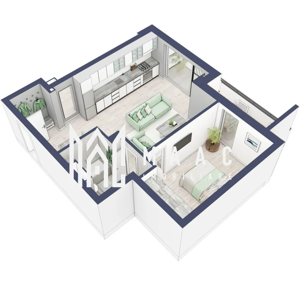 Apartament 2 camere | Etaj 1 | Balcon 9.5 mp | Turnisor - MAAC Imobiliare are plăcerea de a vă prezenta o oportunitate excepțională de a achiziționa un apartament modern, situat la etajul 1, cu o suprafață totală de 62.1 m², amplasat în noul ansamblu rezidențial GreenHill, zona Turnișor. Acest ansamblu rezidențial, cu finalizare în 2024, oferă locuințe de înaltă calitate și facilități premium, proiectate pentru a satisface cele mai exigente cerințe.

Detalii Apartament:
Suprafața Totală: 62.1 m²

Compartimentare:
Bucatarie + Living - 27,0 m²
Dormitor - 13,8 m²
Baie - 5,4 m²
Hol - 6,4 m²
Suprafata balcon - 9,5 m²

Caracteristici și Dotări:

Preț cu TVA 9% și finisaje incluse: €105.185
Apartamentul se vinde în stadiul de "la cheie", echipat cu finisaje de înaltă calitate:
Pereți finisați cu vopsea albă
Faianță și gresie
Parchet
Uși interioare
Vas WC, lavoar cu chiuvetă și baterie
Bugetul de finisaje incluse este de €6.000 + TVA.

Preț cu TVA 19% inclus: € 107.695
Apartamentul se vinde în stadiul de "la alb".

Facilități Premium:
Boxă la subsol: Spațiu suplimentar de depozitare pentru confortul dvs.
Rulouri electrice la dormitoare: Confort sporit și intimitate.
Încălzire în pardoseală: Eficiență termică și confort maxim.
Lift: Acces facil și rapid la etaje.
Terasa: Spațiu exterior generos pentru relaxare.
Baie cu cadă: Design modern și funcționalitate.

Descriere Ansamblu Rezidențial:
GreenHill este un ansamblu rezidențial de lux, situat într-o zonă liniștită și accesibilă din Turnișor. Proiectul a fost conceput pentru a oferi locatarilor un stil de viață modern și confortabil, punând accent pe calitate, design și funcționalitate. Cu o gamă variată de facilități și dotări premium, GreenHill reprezintă alegerea ideală pentru cei care doresc să se bucure de un cămin primitor și elegant.

Apartamentele vor fi intabulate in Decembrie 2024 si se vor preda in primavara anului 2025.

Pentru Mai Multe Informații și Vizionări
Nu ratați ocazia de a deveni proprietarul acestui apartament deosebit! Pentru mai multe detalii și programări pentru vizionări, vă rugăm să contactați agenții noștri de la MAAC Imobiliare. Suntem aici pentru a vă oferi toate informațiile de care aveți nevoie și pentru a vă ghida în procesul de achiziție.

Pentru mai multe detalii, precizati telefonic ca ati vizionat anuntul cu ID: CP2063215.

MAAC Imobiliare - Partenerul Dumneavoastră de Încredere în Imobiliare.