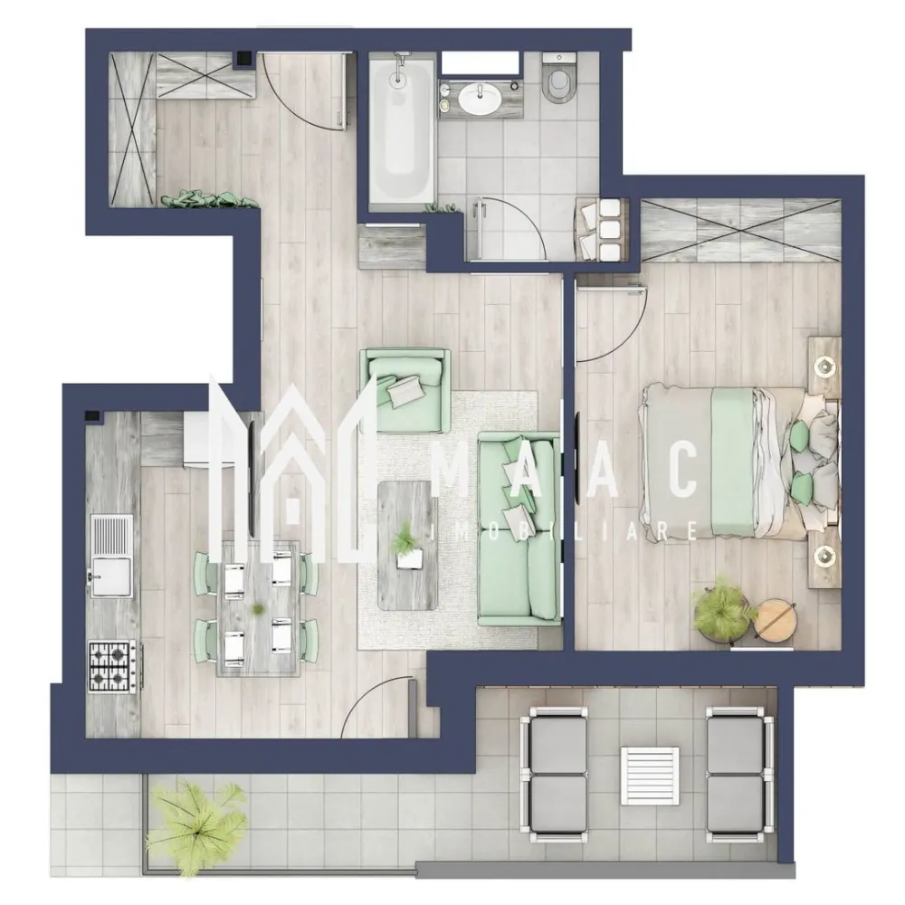 Apartament 2 camere | Terasa 9.5 mp | Turnisor - MAAC Imobiliare are plăcerea de a vă prezenta o oportunitate excepțională de a achiziționa un apartament modern, situat la parter, cu o suprafață totală de 56.6 m², amplasat în noul ansamblu rezidențial GreenHill, zona Turnișor. Acest ansamblu rezidențial, cu finalizare în 2024, oferă locuințe de înaltă calitate și facilități premium, proiectate pentru a satisface cele mai exigente cerințe.

Detalii Apartament:
Suprafața Totală: 56.6 m²

Compartimentare:
Bucatarie + Living - 23,2 m²
Dormitor - 13,8 m²
Baie - 5,4 m²
Hol - 4,7 m²
Suprafata balcon - 9,5 m²

Caracteristici și Dotări:

Preț cu TVA 9% și finisaje incluse: €97.991
Apartamentul se vinde în stadiul de "la cheie", echipat cu finisaje de înaltă calitate:
Pereți finisați cu vopsea albă
Faianță și gresie
Parchet
Uși interioare
Vas WC, lavoar cu chiuvetă și baterie
Bugetul de finisaje incluse este de €6.000 + TVA.

Preț cu TVA 19% inclus: €99.841
Apartamentul se vinde în stadiul de "la alb".

Facilități Premium:
Boxă la subsol: Spațiu suplimentar de depozitare pentru confortul dvs.
Rulouri electrice la dormitoare: Confort sporit și intimitate.
Încălzire în pardoseală: Eficiență termică și confort maxim.
Lift: Acces facil și rapid la etaje.
Terasa: Spațiu exterior generos pentru relaxare.
Baie cu cadă: Design modern și funcționalitate.
Descriere Ansamblu Rezidențial
GreenHill este un ansamblu rezidențial de lux, situat într-o zonă liniștită și accesibilă din Turnișor. Proiectul a fost conceput pentru a oferi locatarilor un stil de viață modern și confortabil, punând accent pe calitate, design și funcționalitate. Cu o gamă variată de facilități și dotări premium, GreenHill reprezintă alegerea ideală pentru cei care doresc să se bucure de un cămin primitor și elegant.

Apartamentele vor fi intabulate in Decembrie 2024 si se vor preda in primavara anului 2025.

Pentru Mai Multe Informații și Vizionări
Nu ratați ocazia de a deveni proprietarul acestui apartament deosebit! Pentru mai multe detalii și programări pentru vizionări, vă rugăm să contactați agenții noștri de la MAAC Imobiliare. Suntem aici pentru a vă oferi toate informațiile de care aveți nevoie și pentru a vă ghida în procesul de achiziție.

Pentru mai multe detalii, precizati telefonic ca ati vizionat anuntul cu ID: CP2062974.

MAAC Imobiliare - Partenerul Dumneavoastră de Încredere în Imobiliare.