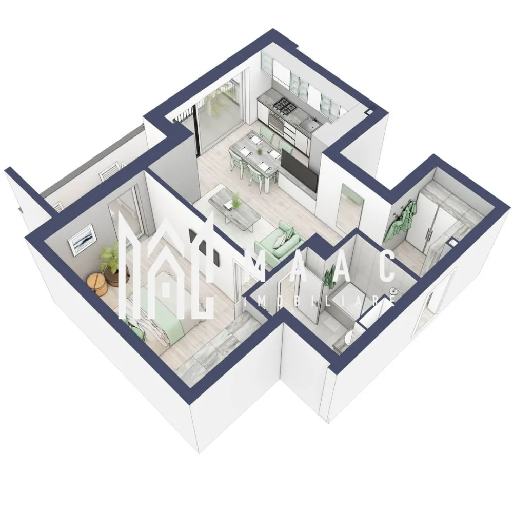Apartament 2 camere | Terasa 9.5 mp | Turnisor - MAAC Imobiliare are plăcerea de a vă prezenta o oportunitate excepțională de a achiziționa un apartament modern, situat la parter, cu o suprafață totală de 56.6 m², amplasat în noul ansamblu rezidențial GreenHill, zona Turnișor. Acest ansamblu rezidențial, cu finalizare în 2024, oferă locuințe de înaltă calitate și facilități premium, proiectate pentru a satisface cele mai exigente cerințe.

Detalii Apartament:
Suprafața Totală: 56.6 m²

Compartimentare:
Bucatarie + Living - 23,2 m²
Dormitor - 13,8 m²
Baie - 5,4 m²
Hol - 4,7 m²
Suprafata balcon - 9,5 m²

Caracteristici și Dotări:

Preț cu TVA 9% și finisaje incluse: €97.991
Apartamentul se vinde în stadiul de "la cheie", echipat cu finisaje de înaltă calitate:
Pereți finisați cu vopsea albă
Faianță și gresie
Parchet
Uși interioare
Vas WC, lavoar cu chiuvetă și baterie
Bugetul de finisaje incluse este de €6.000 + TVA.

Preț cu TVA 19% inclus: €99.841
Apartamentul se vinde în stadiul de "la alb".

Facilități Premium:
Boxă la subsol: Spațiu suplimentar de depozitare pentru confortul dvs.
Rulouri electrice la dormitoare: Confort sporit și intimitate.
Încălzire în pardoseală: Eficiență termică și confort maxim.
Lift: Acces facil și rapid la etaje.
Terasa: Spațiu exterior generos pentru relaxare.
Baie cu cadă: Design modern și funcționalitate.
Descriere Ansamblu Rezidențial
GreenHill este un ansamblu rezidențial de lux, situat într-o zonă liniștită și accesibilă din Turnișor. Proiectul a fost conceput pentru a oferi locatarilor un stil de viață modern și confortabil, punând accent pe calitate, design și funcționalitate. Cu o gamă variată de facilități și dotări premium, GreenHill reprezintă alegerea ideală pentru cei care doresc să se bucure de un cămin primitor și elegant.

Apartamentele vor fi intabulate in Decembrie 2024 si se vor preda in primavara anului 2025.

Pentru Mai Multe Informații și Vizionări
Nu ratați ocazia de a deveni proprietarul acestui apartament deosebit! Pentru mai multe detalii și programări pentru vizionări, vă rugăm să contactați agenții noștri de la MAAC Imobiliare. Suntem aici pentru a vă oferi toate informațiile de care aveți nevoie și pentru a vă ghida în procesul de achiziție.

Pentru mai multe detalii, precizati telefonic ca ati vizionat anuntul cu ID: CP2062974.

MAAC Imobiliare - Partenerul Dumneavoastră de Încredere în Imobiliare.