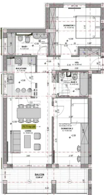 Apartament 3 camere, 72 mp , intabulat, la cheie - zona Industriala Vest