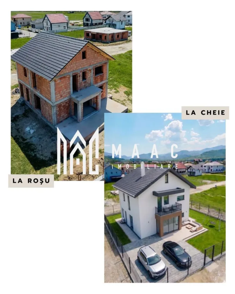 Casă individuală 4 camere | Tălmaciu | 400 Teren - Casă individuală cu 4 camere în Tălmaciu, amplasată într-o zonă liniștită, cu 140 mp utili, teren de 400 mp și priveliște către munți.

Detalii proprietate:
• Suprafață utilă: 140 mp
• Suprafață construită: 196 mp
• Teren: 400 mp
• Compartimentare pe parter și etaj, cu pod înalt și placă de beton
• Parter: living cu bucătărie open-space, birou, baie, cămară, cameră tehnică și terasă
• Etaj: 3 dormitoare și 2 băi, dintre care un dormitor matrimonial cu baie proprie
• 3 băi, 1 bucătărie și 2 locuri de parcare
• An construcție: 2025
• Structură din cărămidă, acoperiș din țiglă
• Exterior finalizat la cheie, interior semifinisat, la stadiul de tencuială, cu instalațiile pregătite
• Casa beneficiază de izolație exterioară cu polistiren EPS 100, curte integral pavată și tâmplărie Salamander cu geam tripan, pentru un confort termic și fonic sporit.

Proprietatea este poziționată în Tălmaciu, într-o zonă liniștită, cu acces facil către Sibiu atât pe autostradă, cât și pe DN. Priveliștea către munți completează cadrul, iar podul oferă posibilitatea de mansardare.

Contactați echipa MAAC Imobiliare pentru detalii suplimentare și programarea unei vizionări. Cod anunț CP3207403.