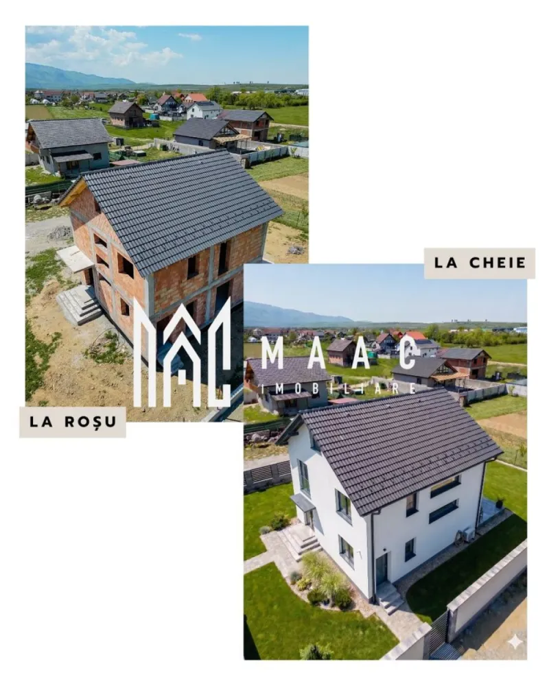 Casă individuală 4 camere | Tălmaciu | 400 Teren - Casă individuală cu 4 camere în Tălmaciu, amplasată într-o zonă liniștită, cu 140 mp utili, teren de 400 mp și priveliște către munți.

Detalii proprietate:
• Suprafață utilă: 140 mp
• Suprafață construită: 196 mp
• Teren: 400 mp
• Compartimentare pe parter și etaj, cu pod înalt și placă de beton
• Parter: living cu bucătărie open-space, birou, baie, cămară, cameră tehnică și terasă
• Etaj: 3 dormitoare și 2 băi, dintre care un dormitor matrimonial cu baie proprie
• 3 băi, 1 bucătărie și 2 locuri de parcare
• An construcție: 2025
• Structură din cărămidă, acoperiș din țiglă
• Exterior finalizat la cheie, interior semifinisat, la stadiul de tencuială, cu instalațiile pregătite
• Casa beneficiază de izolație exterioară cu polistiren EPS 100, curte integral pavată și tâmplărie Salamander cu geam tripan, pentru un confort termic și fonic sporit.

Proprietatea este poziționată în Tălmaciu, într-o zonă liniștită, cu acces facil către Sibiu atât pe autostradă, cât și pe DN. Priveliștea către munți completează cadrul, iar podul oferă posibilitatea de mansardare.

Contactați echipa MAAC Imobiliare pentru detalii suplimentare și programarea unei vizionări. Cod anunț CP3207403.