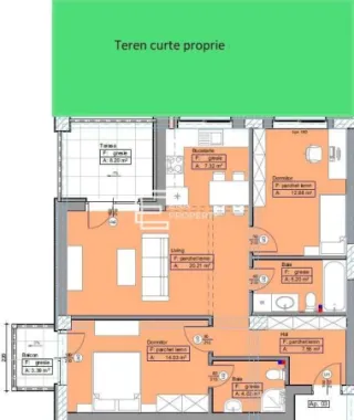 Apartament 3 camere, 80 mp,gradina 42 mp - Selimbar