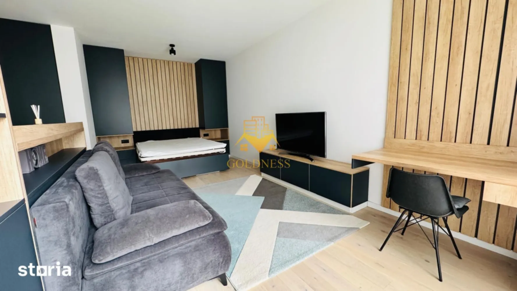 1 camera studio, Marasti, The Office, Record Park, 21 dec. Lidl - GOLDNESS Imobiliare vă propune spre închiriere un apartament cu 1 camera tip studio complet mobilat și utilat, la etajul 3 într-un imobil de 6 etaje, în Cartierul Marasti în Record Park.
Se află în apropierea stațiilor de transport în comun, magazine, restaurante, spații verzi, farmacii, etc. 

Apartamentul este compartimentat astfel:
 - camera cu pat matrimonial și canapea extensibila, dressing, noptiere
 - bucătărie open space complet utilată și mobilată, loc de servit masa 
 - baie cu dus walkin, calorifer port prosop și dulap pentru depozitare.

Imobilul este dotat cu toate cele necesare- centrală proprie și încălzirea prin pardoseala, frigider, aragaz, hotă, mașină de spălat haine, uscător, mașina de spalat vase, AC etc. 

Dacă sunteți interesați de acest apartament și doriți să îl vizionați, dar și pentru alte oferte nu ezitați să ne contactați telefonic sau prin e-mail. Vă stăm la dispoziție!
Pentru intermediere se percepe un comision de 50% din prețul chiriei!