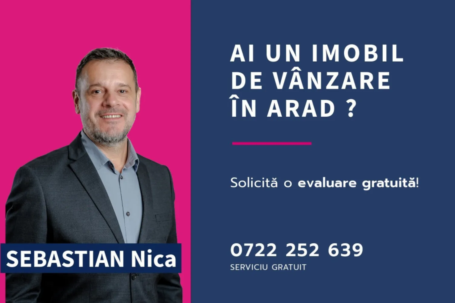 SPATIU COMERCIAL ARED City direct de la dezvoltator (fara agentie- 0%) - Investește inteligent: spațiu comercial cu potențial maxim în ARED City lângă AFI!

Situat în RED 9 ARED R39 – unul dintre cele mai dinamice proiecte imobiliare din Arad – spațiul are 51 mp utili (59 mp construiți), poziționat ideal la parter, cu vizibilitate directă.

Expunere excelentă – ideal pentru showroom, birouri sau servicii.
Public constant – zonă dens locuită, cu trafic pietonal și auto.
Vecinătate premium – în apropiere de Atrium Mall, AFI, stadion, mijloace de transport.
Construcție nouă, cu standarde ridicate și eficiență energetică.

Preț: 95,010 € + 21% TVA 
Fără agenție – direct de la dezvoltator, comision 0% - variantă de plată până în 2028

Pentru detalii și vizionare:
Sebastian Nica – 0722 252 639
Consultant imobiliar ARED

Nu dispui de toată suma? Te ajutăm noi gratuit! Îți obținem oferte de la 16 bănci.

Ai o proprietate de vânzare în Arad și vrei să știi cât valorează cu adevărat?
Sună-mă pentru o evaluare gratuită, fără obligații.
Consultant imobiliar ARED