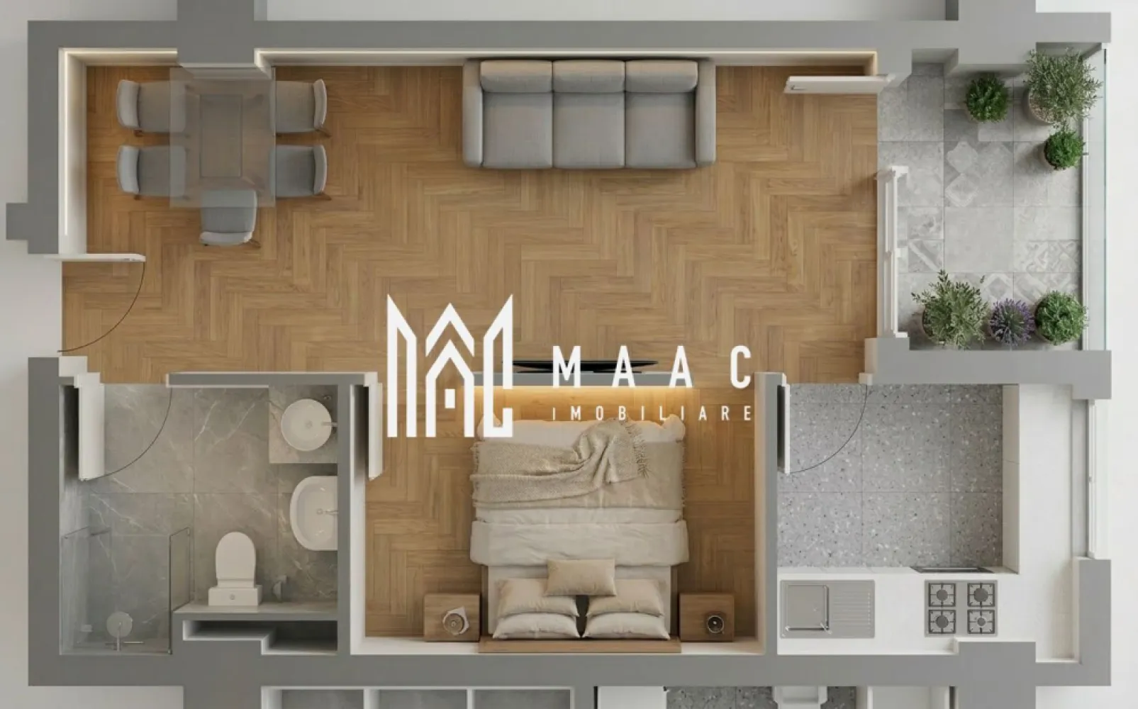 Apartament 1 cameră | 50,95MPU | Balcon | Veterani - MAAC Imobiliare vă propune spre vânzare o garsonieră modernă situată într-un ansamblu rezidențial nou, conceput pentru a oferi un standard ridicat de confort și funcționalitate. 

Locuința face parte dintr-un imobil cu regim redus de înălțime (P+2E+R), dotat cu lift și construit pe o structură solidă din beton hidroizolat, cu placă peste ultimul nivel.

Amplasarea ansamblului facilitează accesul rapid către Jumbo, beneficiind de drumuri care vor fi complet asfaltate de către dezvoltator.

Garsoniera are o suprafață utilă de 50.95 mp și este situată la parter, blocul fiind în acest moment în stadiu de construcție, cu termen de predare la cheie în luna septembrie. 
Compartimentarea este eficientă, cu bucătărie închisă și finisaje ce pot fi alese în funcție de preferințele dumneavoastră, manopera fiind asigurată de dezvoltator. 

Confortul termic este garantat prin centrală proprie și încălzire prin pardoseală, iar liniștea interioară este susținută de panourile fonice montate la fiecare nivel.
Ansamblul este gândit ca o comunitate completă, urmând să includă în viitor creșă, grădiniță, un parc pentru relaxare și spații comerciale la parterul imobilelor.(10 blocuri total)

Există posibilitatea achiziționării separate a unui loc de parcare în subteran și a unei boxe pentru depozitare.

Caracteristici principale:
Compartimentare: cameră de zi cu loc de luat masa+separat de un perete-nișa dormit, bucătărie închisă, 1 baie

Facilități ansamblu: Izolație fonică, loc de joacă pentru copii, acces facil spre Jumbo.
Condiții plată: Avans minim 15%

Pentru mai multe detalii tehnice sau programarea unei vizionări ,contactați-ne și specificați ID: CP2967504