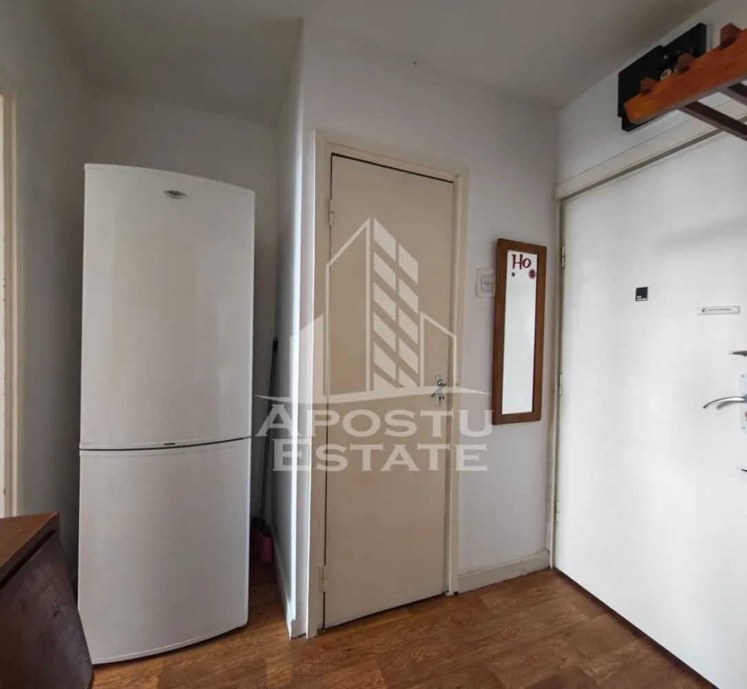 Apartament cu 2 camere de vanzare , Zona Cetății, Timisoara - Agenţia imobiliara Apostu Estate va propune spre vânzare un apartament nou cu 2 camere ,situat în zona Cetății ,una dintre cele mai căutate zone din Timisoara . Ideal atât pentru locuinţa proprie , cat si pentru investiție 

 Imobilul este situat la etajul 7 din 10 ,având o suprafață utilă de 46 mp 

 Compartimentare :
 -Bucătărie 
 -Living 
 -Dormitor matrimonial
 -Baie cu cadă și geam 
 -Balcon închis cu termopane 
 
 Apartamentul se vinde complet mobilat , conform pozelor

Apartamentul este racordat la sistemul centralizat de termoficare, oferind o temperatură constantă pe perioada iernii.

 Beneficii suplimentare :
 - Compartimentare funcțională 
 - Zona perfectă pentru locuit sau investiţie
 -Aer condiționat 
 -Izolație termică exterioara 

Vecinătății :
-Școala gimnaziala nr 18, Școala gimnaziala nr 24 , școala gimnaziala nr 19 , școala gimnaziala nr 26 
-Lidl 
-Iulius Mall 

 Pentru mai multe detalii si programarea unei vizionari , va stam cu drag la dispoziţie .
 
 Agenţia imobiliara Apostu Estate vă oferă consultanta bancara gratuita prin intermediul colaboratorilor noştri pentru alegerea celui mai potrivit tip de credit , astfel încât tu să devii noul proprietar al acestui apartament
 ID INTERN: CP3210553