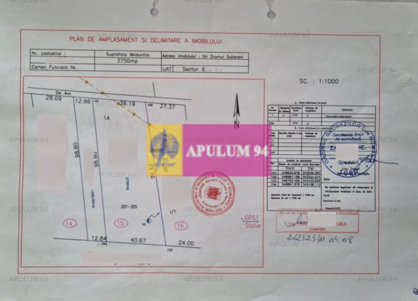 Teren Sectorul 6 - Giulesti Sarbi- Artera Drumul Sabareni - Vă propunem spre cumpărare un teren intravilan Sectorul 6 Bucuresti in zona Giulesti-Sarbi, cu acces din Drumul Sabareni, relativ in apropiere de fostele magazii 16 Februarie, Statia de Gaz - Artera Sabareni, Statia de Asfalt Erbasu, Cimitirul Giulesti-Sarbi, Strada Sculptorilor. Terenul are un front stradal de 36ml la un drum de exploatare (neasfaltat) care se face perpendicular pe strada Drumul Săbăreni, la mica distanta de statia de gaz. Ca si utilitati avem in apropiere gaz si curent electric. Terenul reprezinta o oportunitate ca si achizitie deoarece perspectivele de dezvoltare ale acestei zone sunt mari odata cu aprobarea viitorului plan de urbanism zonal al sectorului 6, numeroase companii facand deja achizitii in aceasta zona ca investitii pe termen mediu. Terenul este proprietatea unei persoane fizice, achizitia terenului fiind nepurtatoare de TVA. Pentru teren exista cadastru si intabulare iar pentru vanzare fiscalul se poate scoate in scurt timp, avem depusă și solicitarea ce certificat de urbanism. Pentru mai multe detalii și programarea de vizionări nu ezitați să mă contactați, Daniel, Apulum94. Facilităm și achiziționarea prin credit ipotecar prin intermediul partenerilor, agenția imobiliară percepe un comision de 3% din prețul de tranzacționare și la vizionare se semnează contract de prestări servicii.