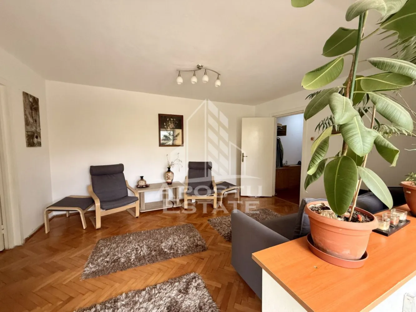 Apartament 3 camere de vanzare, zona Olimpia Stadion, Timisoara - Agentia imobiliara APOSTU ESTATE va propune spre vanzare un apartament cu 3 camere, semidecomandat, etaj 1/4, situat in zona Olimpia/Stadion Complexul Studențesc din Timisoara, judetul Timis.

Apartamentul este amplasat la etajul 1 al unui imobil construit in 1980 si are o suprafata utila de aproximativ 65 mp cu balcon inchis.

Confortul termic se realizeaza prin intermediul centralei proprii pe gaz cu sistem de incalzire prin calorifere.

Compartimentare: hol acces spatios, bucatarie inchisa , camera, living cu iesire spre balcon inchis, dormitor,baie cu cada si baie de serviciu.

Proprietatea se vinde cum se vede in imagini si este o varianta ideala pentru familii, cuplu, investitie.

Vecinatati: Centrul Regional de Afaceri la 2 min de mers pe jos, mijloace de transport in comun,magazine,banci,farmacii la 3 min de mers pe jos, Facultatea de Drept la 4 min de mers pe jos, Spitalul Județean la 6 min cu masina, Iulius Mall la 13 min cu masina, Piata Unirii la 12 min cu masina.

Agentia imobiliara Apostu Estate va ofera consultanta bancara gratuita prin intermediul colaboratorilor nostri pentru alegerea celui mai potrivit tip de credit, astfel incat tu sa devi noul proprietar al acestui apartament.

Va asteptam cu drag la o vizionare!

Id Intern: CP3208664