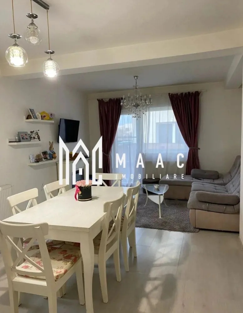 Apartament 3 camere | Gradina | 59 MPU | Mobilat | Selimbar - MAAC Imobiliare va prezinta un apartament cu 3 camere, parter + curte proprie 74 mp situat in Șelimbăr, zona Triajului.

Prezentare generală:
Situat la parterul unui bloc cu doar 9 apartamente
Curte proprie de 74 mp
Apartamentul se vinde mobilat și utilat complet, fiind pregătit pentru mutare imediată, fără investiții suplimentare

Date tehnice:
Suprafață construită: 73 mp
Suprafață utilă: 58,8 mp
Construcție finalizată în 2019
Parcare privată chiar în fața porții

Compartimentare:
Living cu bucătărie open-space
Două dormitoare 
Două băi 
Acces direct spre curtea proprie
Dotări și finisaje
Mobilat și utilat complet

Locație:
Șelimbăr, zona Triajului, aproape de magazine, centre comerciale, transport și facilități esențiale.

Pentru mai multe detalii precizati telefonic ca ati vazut anuntul cu ID: CP2822389