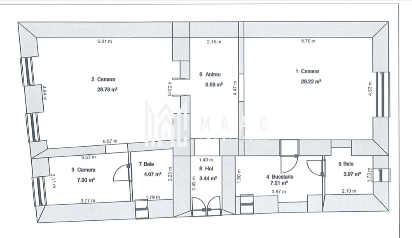 Apartament 91 mpu decomandate zona ultracentrala - Agentia imobiliara Maac va propune spre vanzare apartament cu 3 camere 2 bai 2 bucatarii situat la parter zona Ultracentrala.

Momentan sunt 2 studio-uri decomandate !!!! 

Apartamentul se vinde complet mobilat si utilat :

- 3 camere decomandate
-2 bucatarii complet mobilate si utilate 
- 1 antreu 
- 2 bai cu geam de aerisire 
- situat la parter este pretabil pentru regim hotelier cat si pentru spatiu comercial.
- toate instalatiile sunt schimbate ( canalizare , curent ) iar parchetul este din lemn masiv.

Pentru mai multe detalii specificati CP2996965 la telefon