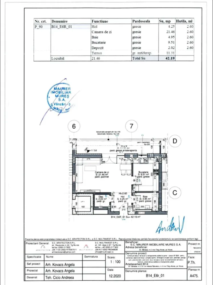 Apartament 1 camera in Bloc NOU,43mp.parcare, boxă la subsol