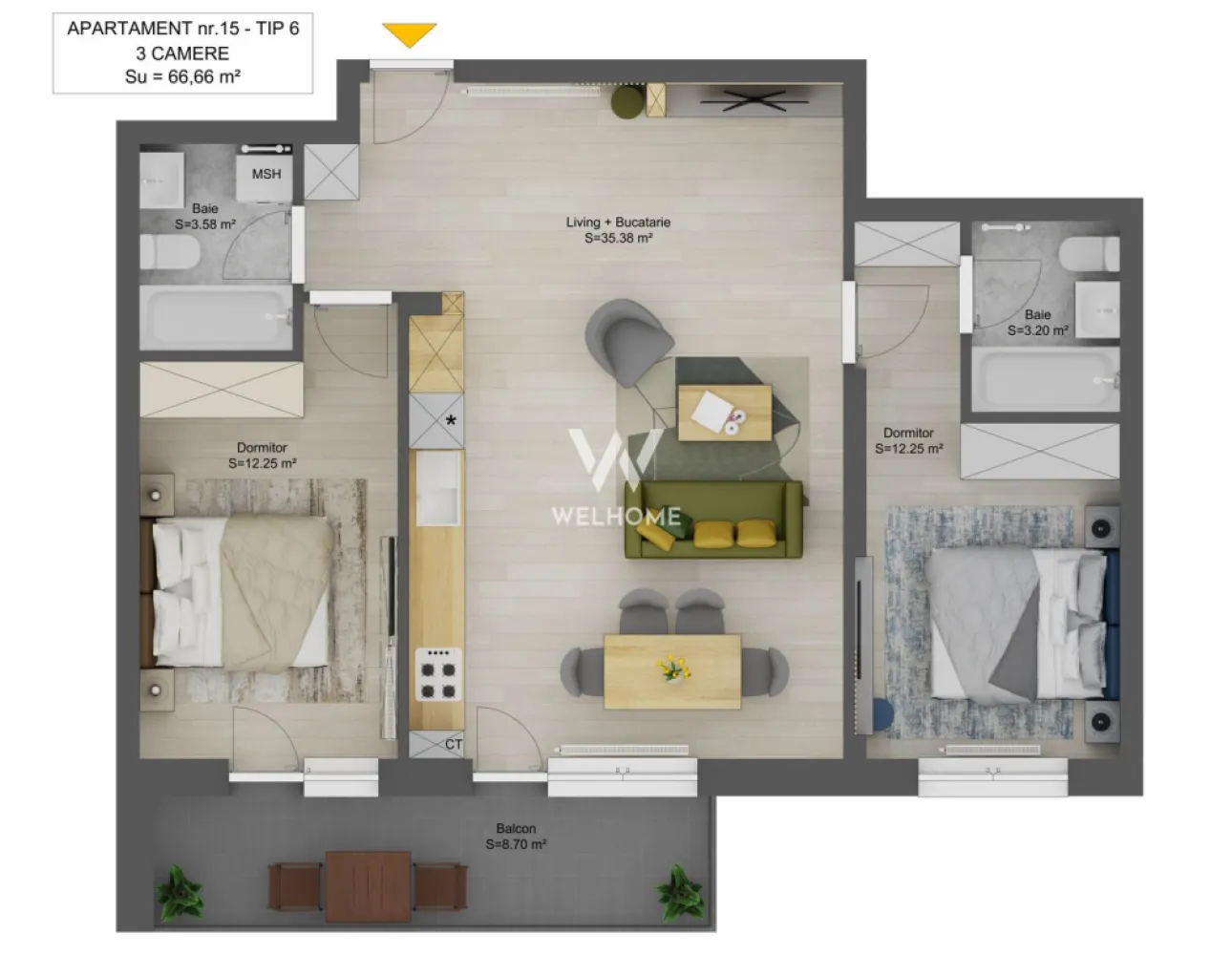 Apartament 3 camere,2bai, LA CHEIE,Sibiu - Apartament 3 camere, bloc cu lift, str. Doamna Stanca, Sibiu - Comision 0%

- Localizat in zona Kaufland, Mall

- Suprafata utila: 67 mp
Compartimentare: 2 dormitoare, living cu bucatarie open space, 2 bai, hol
- Balcon - 8.7 mp 
Bloc NOU cu lift, ultimul apartament disponibil la etajul 6 

Predare:
INTERIOR LA CHEIE: centrala termica cu calorifere, geamuri termopan, pereti vipsiti cu lavabila, parchet, instalatii electrice, termice, sanitare si contoare, interfon, usa metalica de intrare, gresie, faianta
EXTERIOR se preda LA CHEIE, la fel si casa scarii.
1 loc de parcare inclus in pret 
Aproape de centrele comerciale, scoli, gradinite, clinici, transport in comun.

Mai avem si alte variante, la etaje intermediare, cu 3 si 4 camere, ready to move , programeaza o vizionare!

Pret: 125.800 Euro La Cheie , tva inclus COMISION
Detalii si vizionari : 0752.088.381- Roxana