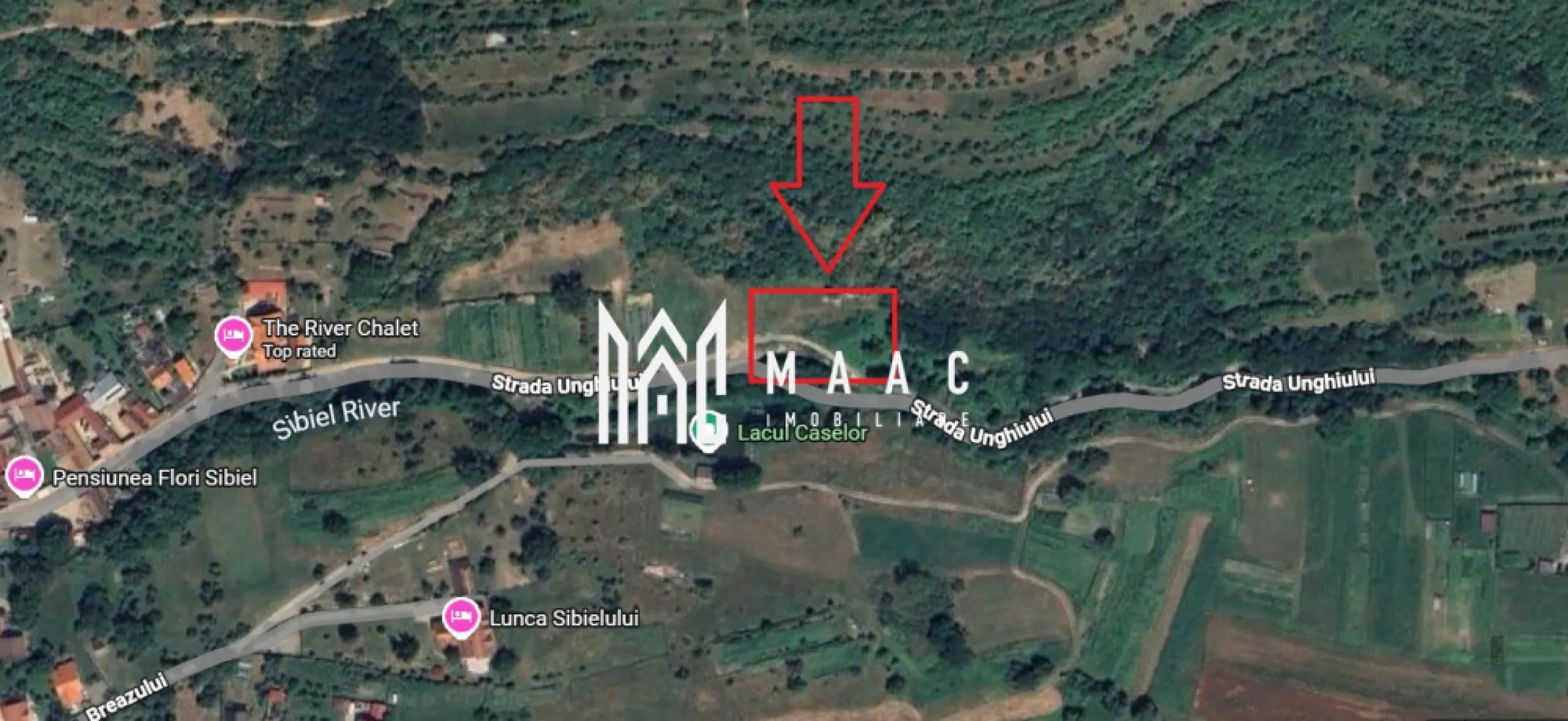 Teren 2317 mp INVESTITIE Sibiel - MAAC Imobiliare vă propune spre vânzare un teren cu suprafața de 2317 mp, situat în Sibiel, pe strada Unghiului, după pensiunea River Chalet, într-un cadru natural deosebit, ideal pentru dezvoltarea unei proprietăți de vacanță sau a unei investiții turistice.

Terenul beneficiază de o poziționare privilegiată, având în spate pădurea și în față râul, cu orientare sudică, oferind lumină naturală pe tot parcursul zilei și o perspectivă panoramică asupra împrejurimilor. Locația este potrivită pentru construirea unei cabane, a unei case de locuit sau a unei pensiuni, fiind deja disponibil certificat de urbanism pentru anexe exploatație agricolă.

Utilitățile, respectiv curentul electric și canalizarea, sunt disponibile la aproximativ 60 m de teren, facilitând procesul de racordare.

-suprafață teren 2317 mp
-situat în Sibiel, strada Unghiului, după pensiunea River Chalet
-deschidere către râu și pădure în proximitate
-orientare sudică
-pretabil pentru cabană, casă de locuit sau pensiune
-certificat de urbanism pentru anexe exploatație agricolă
-utilități (curent și canalizare) la 60 m

Pentru mai multe detalii vă rugăm să menționați CP3008646 la telefon.