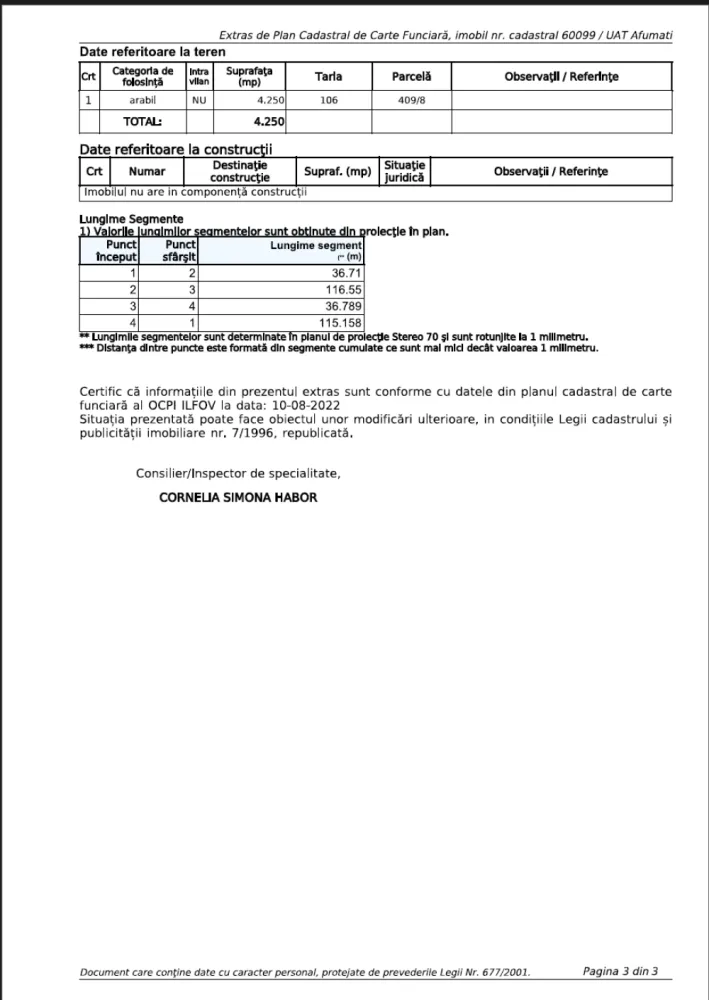 Direct Proprietar vand Teren 4.250 mp | Afumati | langa Autostrada A0 - Direct proprietar vand teren extravilan cu o poziționare excelentă, ideal pentru dezvoltare rapidă, situat strategic în zona industrială Afumati la doar 170 m de centura Bucureștiului A0.&nbsp;Detalii principale:- Suprafață: 4.250 mp- Dimensiuni: 37 x 116 ml (37ml deschidere, 116ml adâncime)- Teren plan, liber de construcții,- Toate utilitatile sunt la 700 ml.- Direct proprietar cu toate actele la zi.Avantaj major:- Acces facil din Autostrada A0 si DN2 (Bucuresti – Urziceni).- Nod ce circulatie DR 6 la aproximativ 1 km, (400ml in linie dreapta) – ideal pentru trafic greu (TIR)Ideal pentru:- Logistică, depozitare, producție sau investiție cu potential ridicat de dezvoltare.- Zonă în plină dezvoltare industrială (CENTRUL LOGISTIC - Metro, Auchan, Trendyol,.etc)- Acces rapid către principalele artere din jurul Bucureștiului, A0 (la 170 de metri de teren), A2, A3- Potential pentru dezvoltare imobiliara (dupa actualizare PUG – min. 7 vile / teren)&nbsp;PRET: 40 Euro / mp – NEGOCIABILTel: 0723.030.466Direct proprietar – fără comision.Disponibil imediat.