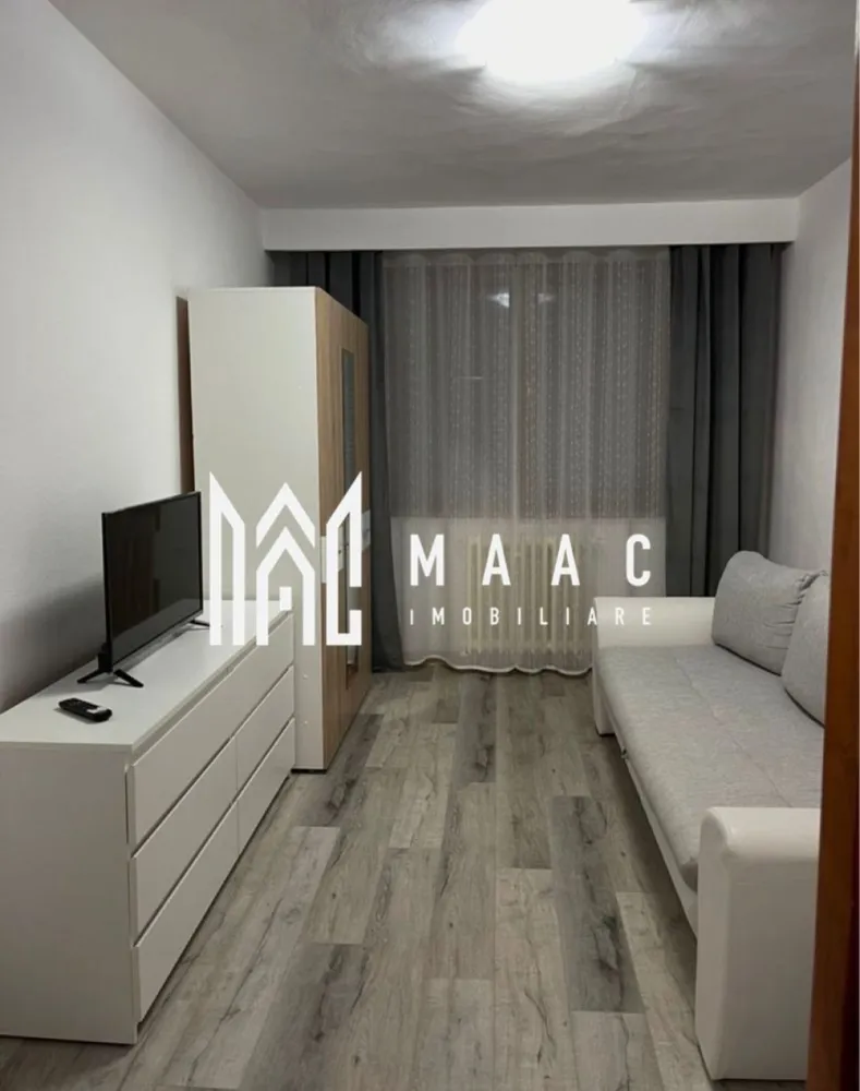 Apartament 2 camere | Parcare | 42 MPU | Turnisor - MAAC Imobiliare vă propune spre închiriere un apartament cu 2 camere, situat în zona Turnișor din Sibiu, la parter, disponibil imediat.

Detalii apartament
2 camere
Etaj: parter
Compartimentare practică
Apartament izolat termic
Dotări și avantaje
Complet mobilat și utilat
Costuri reduse de întreținere
Ideal pentru mutare rapidă
Zonă liniștită
Condiții închiriere
Preț: 290 €/lună
Garanție: o lună
Nu se acceptă animale de companie
Avantaje locație
Zonă accesibilă – Turnișor
Aproape de magazine și transport public
Acces rapid către oraș

Pentru detalii suplimentare, consultanță sau programarea unei vizionări, va rugăm să ne contactati specificand ID: CP3023445