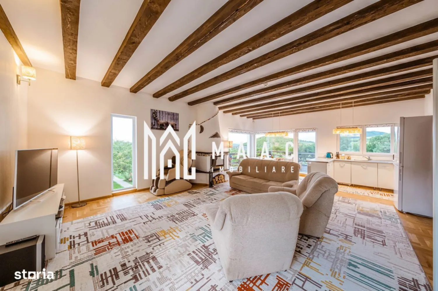 Casa 4 camere | 203 MPU | 1300 MP Teren | Tocile - MAAC Imobiliare vă propune spre vânzare o proprietate deosebită, situată la doar 15 km de Sibiu, ideală pentru cei care își doresc confort, siguranță structurală și o locație retrasă, cu vedere panoramică către Munții Făgăraș.
Această casă unică, construită în anul 2015, impresionează atât prin calitatea construcției și dotările moderne, cât și prin amplasarea privilegiată, pe o stradă liniștită, ferită de agitația urbană.

Informații tehnice:
Suprafață desfășurată: 203 mp

Structură mixtă:
Parter construit din beton armat monolit – rezistență seismică ridicată
Etaj din structură modulară integrală din lemn – eficiență energetică sporită
Termoizolație: termosistem de 20 cm
Teren: 1300 mp (cu posibilitate de extindere cu încă 550 mp)
Rezistență seismică: proiectată pentru cutremure > 7,5 grade Richter

Compartimentare și facilități:
Zona de zi:
Living cu zonă de cooking & dining adiacentă – spațiu generos, ideal pentru relaxare și socializare, cu priveliște spectaculoasă asupra Munților Făgăraș
Demisol complet utilat cu:
Bucătărie de vară
Spălătorie
Cameră tehnică
Crama

Zona de noapte:
3 dormitoare (inclusiv un dormitor matrimonial cu dressing propriu)
2 băi moderne
Hol spațios

Dotări exterioare:
Filigorie amenajată complet – cuptor de pizza, grătar, încălzitor, grup sanitar și spațiu de depozitare
Curte generoasă, ideală pentru relaxare, grădinărit sau amenajări suplimentare

Utilități și sisteme autonome:
Proprietatea beneficiază de toate utilitățile necesare unui trai modern, completate de sisteme autonome și independente, ce asigură confort, eficiență și independență energetică.

Localizare:
Situată într-o zonă liniștită, la aproximativ 15 km de centrul Sibiului, proprietatea oferă acces rapid la facilitățile urbane, păstrând în același timp intimitatea și liniștea unei zone rezidențiale retrase.

Detalii suplimentare:
Posibilitate extindere teren cu 550 mp – negociabil separat
Proprietatea se vinde exact cum este prezentată, cu toate dotările existente
Ideală pentru locuință permanentă, reședință de vacanță sau business turistic

Pentru mai multe informații sau pentru a programa o vizionare, vă rugăm să ne contactați telefonic.
Menționați ID-ul CP2614592 pentru a primi detalii suplimentare despre această proprietate unică din portofoliul nostru.