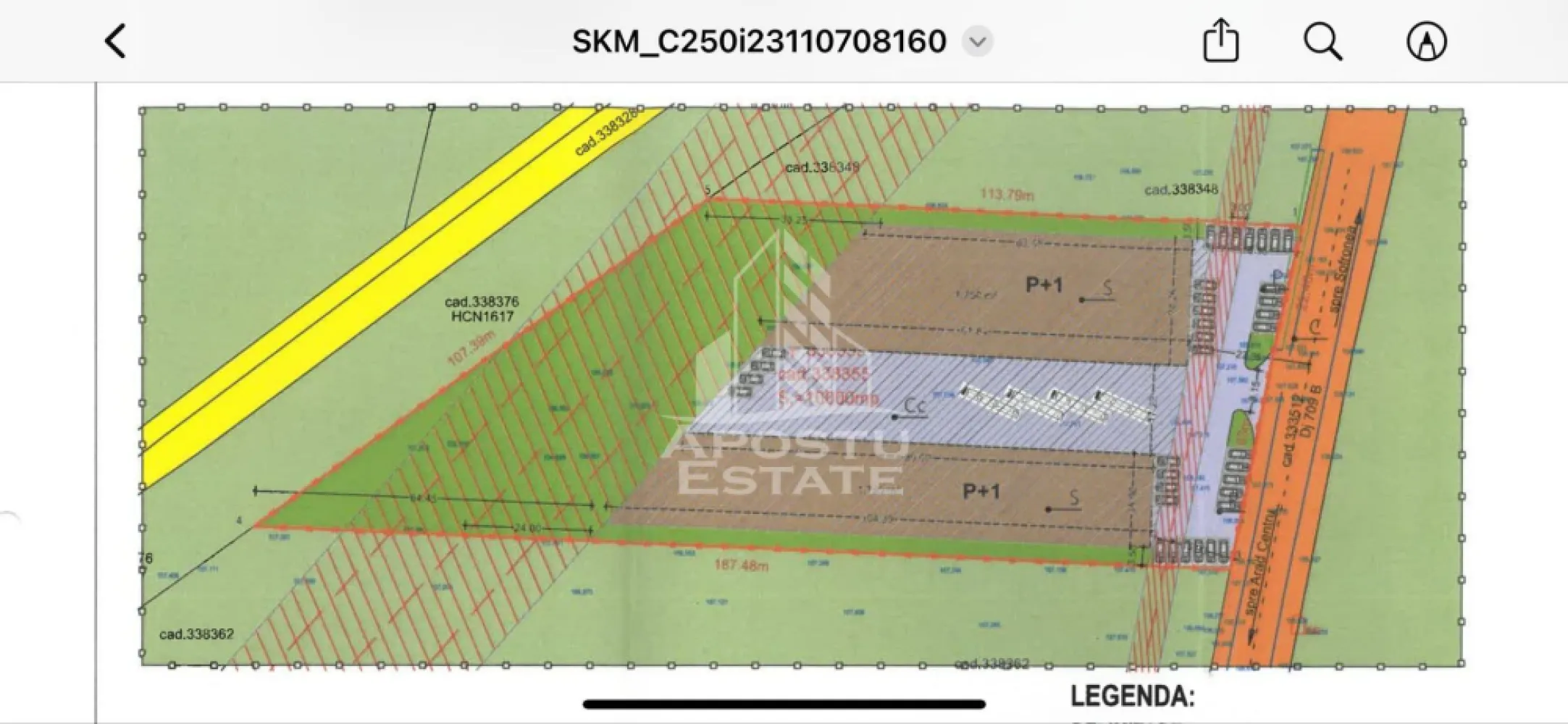 Teren intravilan, in exclusivitate, cu PUZ aprobat, in Arad. - APOSTU ESTATE va propune spre vanzare, in exclusivitate, un teren intravilan de 10000 mp, cu PUZ aprobat, situat la sosea, pe DJ 709 B Sofronea- Arad.

Terenul are o suprafata de 10000 mp si beneficiaza de un front stradal de 66 ml.
Acesta este amplasat langa soseaua ce leaga locatitatea Sofronea de Arad, in apropiere de fabrica de pavaje Elis, intr-o zona in plina expansiune, cu acces facil spre diferite puncte de interes.
In fata terenului regasim toate utilitatiile: apa, gaz, canal, stalp de curent de joasa tensiune pe proprietate. Pe teren este umputura de beton de aproximativ 1 metru grosime.
 Terenul are PUZ aprobat pentrtu constructie de hale cu regim de inaltime P+1.

Va asteptam la o vizionare.
CP2662069