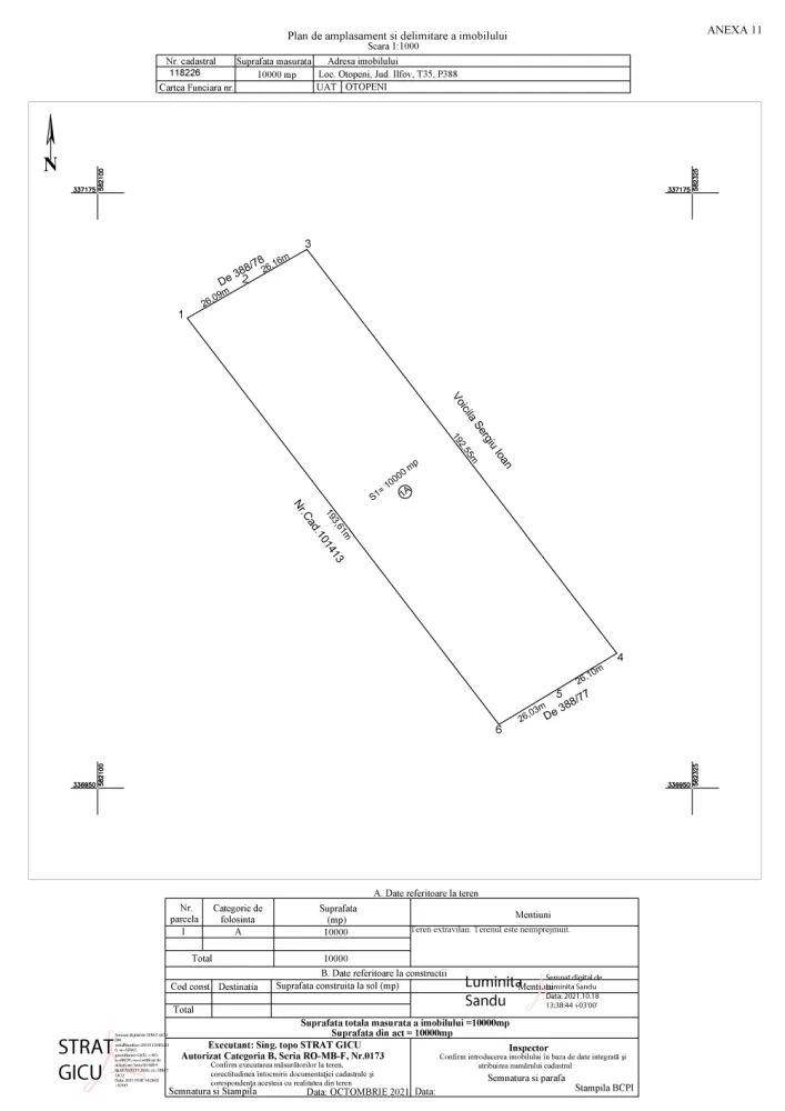 Proprietar vand teren construibil in Ilfov, Otopeni, langa Centura Bucuresti - Proprietar, vand teren construibil in Otopeni, langa centura Bucuresti, in suprafata de 10.000 mp cu deschidere de 50 x 200 metri, teren plan si liber de constructii. TOATE ACTELE LA ZI.