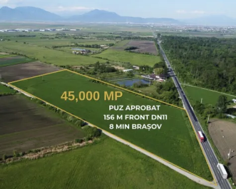 TEREN 45.000 MP | PUZ APROBAT | 156 M FRONT DN11 | 8 MINUTE DE BRASOV