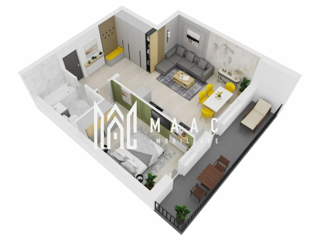 Apartament 2 Camere I Sibiu I Doamna Stanca I Balcon I Parcare Inclusă - MAAC Imobiliare vă propune spre vânzare un apartament modern cu 2 camere, situat pe Strada Doamna Stanca din Sibiu, într-o zonă rezidențială nouă, aflată în plină dezvoltare și tot mai apreciată pentru accesibilitate și facilitățile din apropiere. Proprietatea reprezintă o alegere excelentă atât pentru locuință proprie, cât și pentru investiție, datorită compartimentării eficiente, spațiilor generoase și poziționării într-un ansamblu rezidențial nou.

Apartamentul este conceput pentru a oferi confort și funcționalitate, având un living spațios cu bucătărie open-space, zone bine delimitate și un balcon generos, ideal pentru relaxare.

Compartimentare:
-Living + bucătărie: 29,61 mp
-Dormitor: 12,03 mp
-Baie: 4,51 mp
-Hol: 2,49 mp
-Balcon: 10,83 mp

Proprietatea este disponibilă în două variante de predare:
-97.500 euro (TVA inclus) – semifinisat
-103.700 euro (TVA inclus) – finisat la cheie

Dotări și beneficii:
-Loc de parcare exterior inclus
-Posibilitate achiziție parcare interioară – 10.900 euro
-Centrală termică
-Racordat la toate utilitățile
-Predare la cheie pentru varianta finisată
-Ansamblu rezidențial nou
-Compartimentare practică și luminoasă
-Balcon generos

Zona Doamna Stanca este una dintre cele mai căutate zone noi din Sibiu, oferind acces rapid către centre comerciale, magazine, școli, supermarketuri și principalele artere ale orașului. Apartamentul este potrivit pentru cei care caută un apartament nou în Sibiu, într-o zonă modernă, cu infrastructură în dezvoltare și acces facil către toate punctele de interes.

Pentru mai multe detalii vă rugăm să precizați telefonic că ați văzut anunțul cu CP3049402.