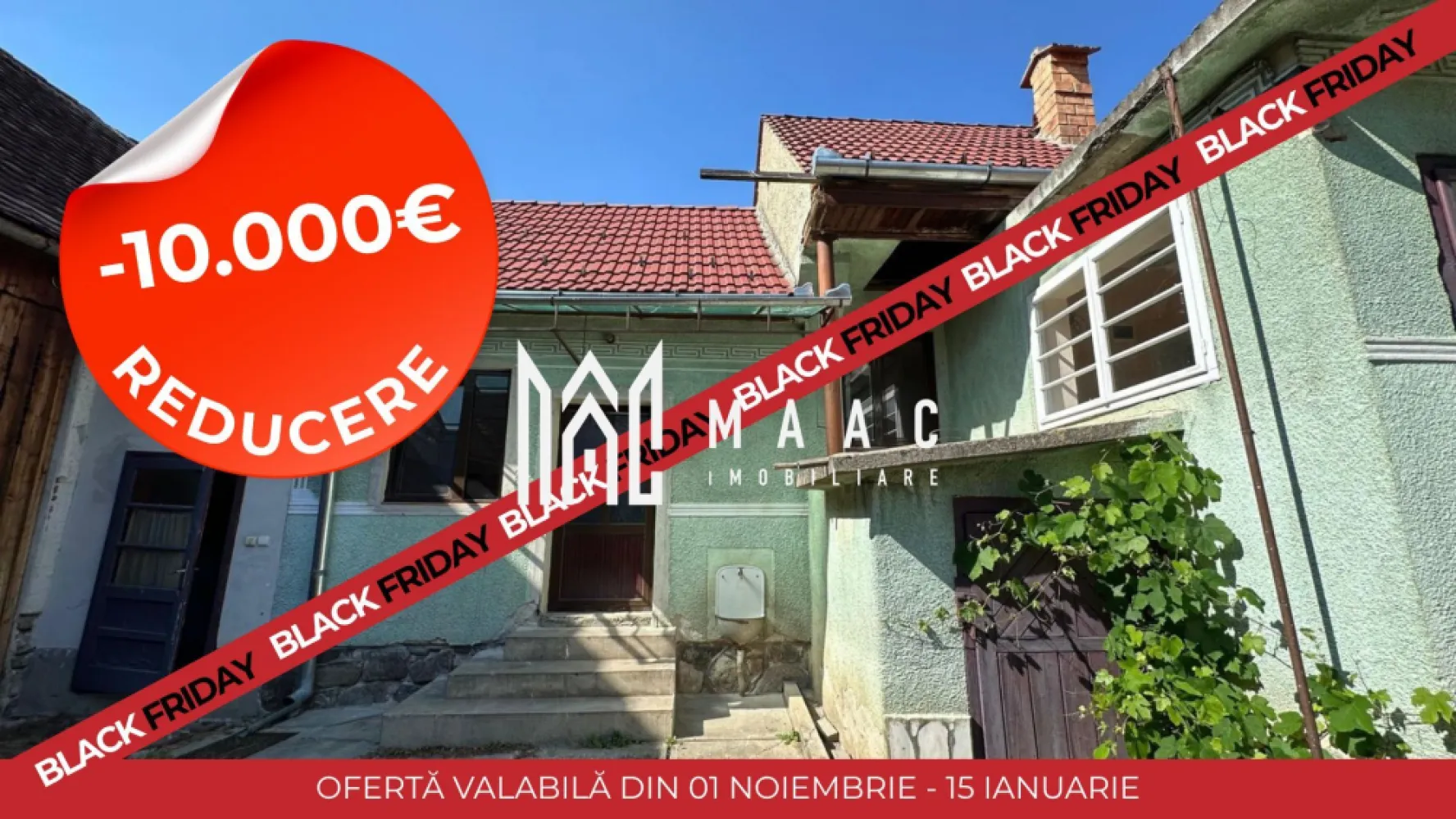 BLACK FRIDAY Casa individuala 3 camere | Teren | Gura Raului - 🔥 BLACK FRIDAY - Profită de cea mai bună perioadă din an pentru a deveni proprietar! Reducere de 10.000 euro - Pret vechi - 90.000 euro Pret promotional - 79.999 euro MAAC Imobiliare ofera spre vanzare o casa situata in Gura Raului. Locuinta are o suprafata utila de 97mp + 144mp de anexe si 500 mp teren (curte +gradina). Este alcatuita din: living, 2 dormitoare, bucatarie, baie , debara, pod, pivnita. Incalzirea-centrala pe lemne. Acoperis schimbat. Se vinde nemobilata. Pentru mai multe detalii precizati telefonic ca ati vazut anuntul cu ID: CP2786650