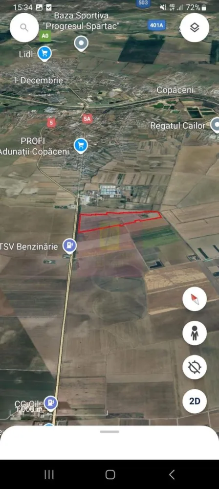 Teren 40ha Adunatii Copăceni | Industrial/ Logistic - Oferim spre vanzare /închiriere un teren intravilan de 40 hectare în Adunatii Copăceni, ideal pentru dezvoltarea de spații logistice sau industriale. Terenul beneficiază de acces direct din DN 5, E70, oferind legături rapide cu Giurgiu și alte zone din împrejurimi. Deschidere 500 ml.
Coordonate : 44°13'54"N 26°02'13"E

Suprafață: 40 hectare 
Pret vanzare 9.000.000 euro
Chirie: 2.500 EUR/ha/an
Indexare anuală a chiriei: conform inflației din UE, cu un prag minim de 4%
Durată contract: 30 ani
Avans la semnare inchiriere: 30.000 EUR 
Costuri dezvoltare (inclusiv alipire, CF, avize): suportate integral de superficiar

Reprezentare exclusiva.

Contact: 
adrian@apulum94.ro
Whatsapp/Tel 0733683453