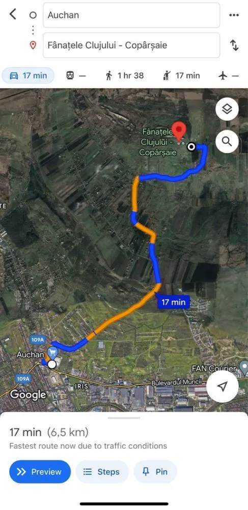 Parcela 7600 m2 Valea Fanatelor - Persoana fizica ofer spre vanzare parcela de teren extravilan in suprafata utila de 7400 m2, zona Fanatele Clujului “La Coparsaie”.
Terenul se afla la 300m de ultima casa locuita.
Terenul este intabulat, CF, acte la zi, situatie juridica clara.
Posibilitate de achizitie a unei suprafete minime de 4400 m2.